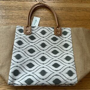 Miztique Gray & Tan Geometric Canvas Tote